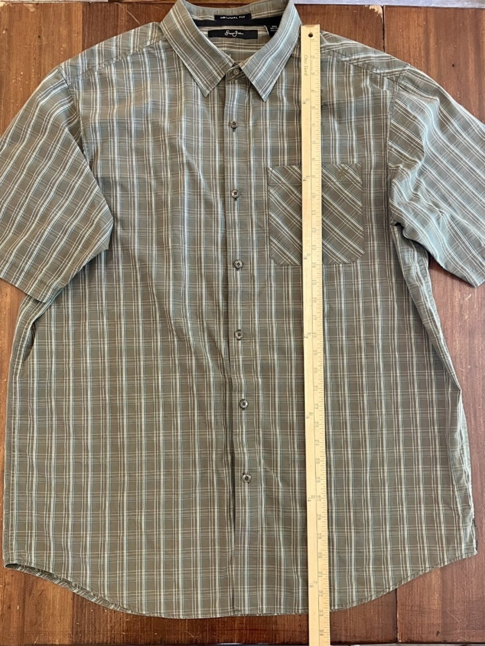 Sean John Mens 2XL Plaid Short Sleeve Button Up Cotton Casual Dress Shirt - Picture 2 of 10